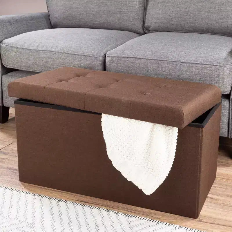 30-Inch Folding Storage Ottoman with Removable Bin