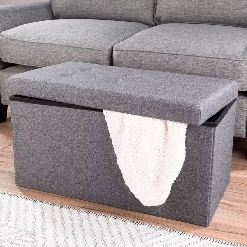 30-Inch Folding Storage Ottoman with Removable Bin