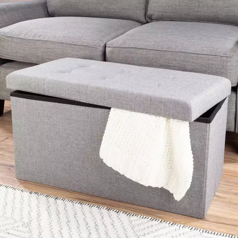 30-Inch Folding Storage Ottoman with Removable Bin