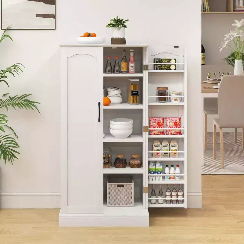 47.5" Kitchen Pantry Cabinet with Doors, Adjustable Shelves & Anti-Toppling Devices